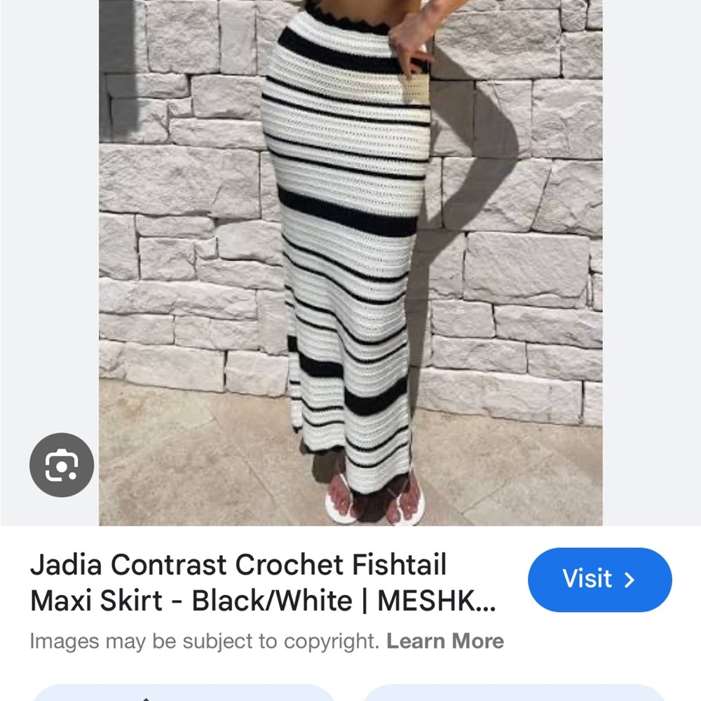 Adia Striped Crochet Maxi Skirt - Black and White